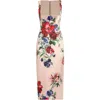 Dolce & Gabbana Multicolor Sleeveless Dress With Square Neck And All-over Floral Print In Pink