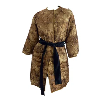 Pre-owned Dolce & Gabbana New  La Traviata Opera Quilted Brocade Coat Italian 40 - Us 4 In Brown