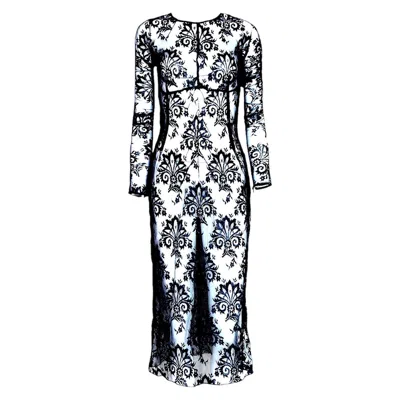 Pre-owned Dolce & Gabbana New  Spring 1999 Black Coated Lace Evening Dress 40