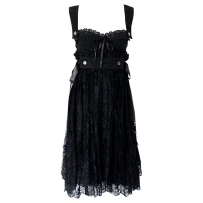 Pre-owned Dolce & Gabbana New  S/s 2006 Black Corset Lace Evening Cocktail Dress 40
