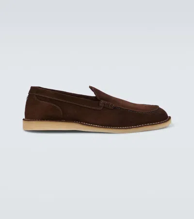 Dolce & Gabbana Chocolate Suede New Florio Loafers In Brown
