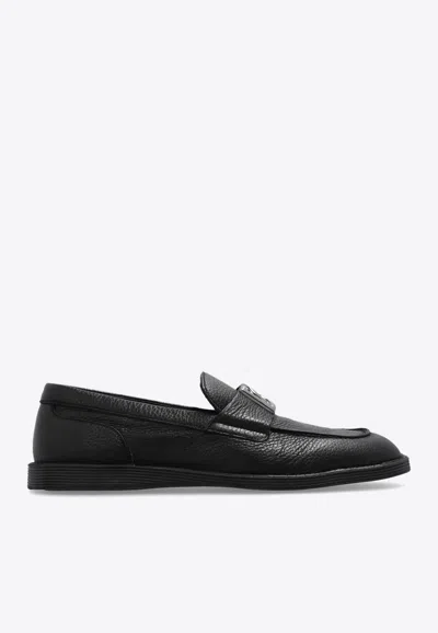 DOLCE & GABBANA NEW FLORIO LEATHER LOAFERS