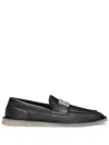 Dolce & Gabbana Slip-on Black Calf Leather Loafers With Deerskin Texture And Logo Plaque In Black