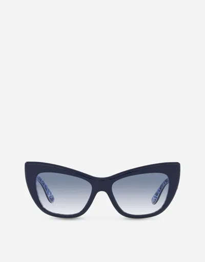 Dolce & Gabbana New Print Sunglasses In Blue Nevy On Maiolica