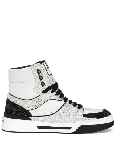 Dolce & Gabbana Sneaker New Roma High Top In Pelle Di Vitello Con Termostrass In Multicolor