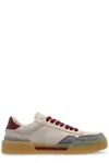 Dolce & Gabbana New Roma Leather Low-top Sneakers In Avorio/grigio/vino