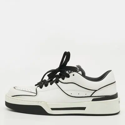 Pre-owned Dolce & Gabbana New Roma Size 36.5 White Leather Lace Up Sneakers