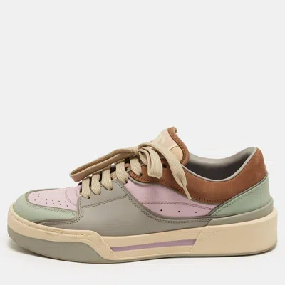 Pre-owned Dolce & Gabbana New Roma Size 39.5 Multicolor Leather And Suede Low Top Sneakers