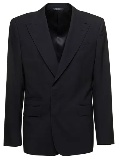 Dolce & Gabbana 'new Sicilia' Black Single-breasted Jacket With Concelaed Fastening