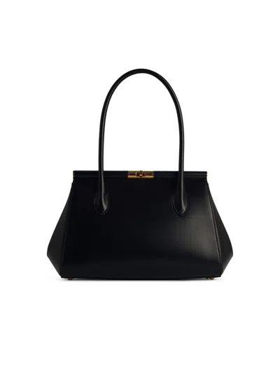 DOLCE & GABBANA DOLCE & GABBANA 'NEW SICILY' BLACK LEAR BAG