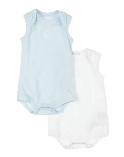Dolce & Gabbana Newborn Boy Baby Bodysuit Sky Blue Size 3 Cotton, Elastane In Multi