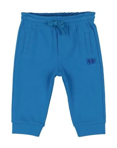Dolce & Gabbana Babies'  Newborn Boy Pants Azure Size 3 Cotton, Elastane, Viscose In Blue