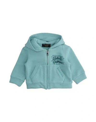 Dolce & Gabbana Babies'  Newborn Boy Sweatshirt Turquoise Size 3 Cotton In Blue