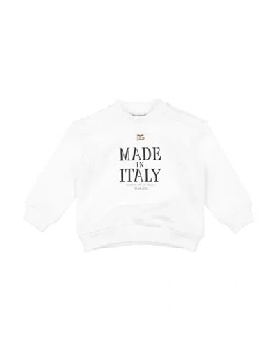 Dolce & Gabbana Babies'  Newborn Boy Sweatshirt White Size 3 Cotton, Elastane