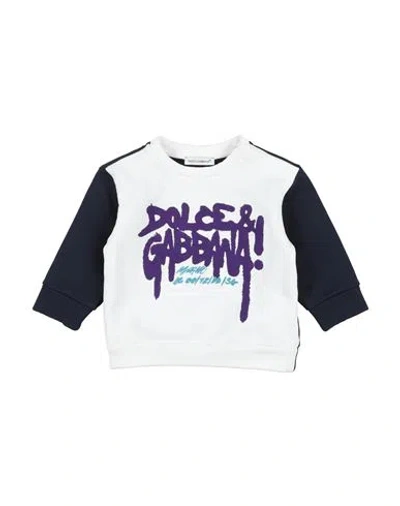Dolce & Gabbana Babies'  Newborn Boy Sweatshirt White Size 3 Cotton, Polyamide, Polyester, Viscose