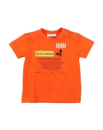 Dolce & Gabbana Babies'  Newborn Boy T-shirt Orange Size 3 Cotton