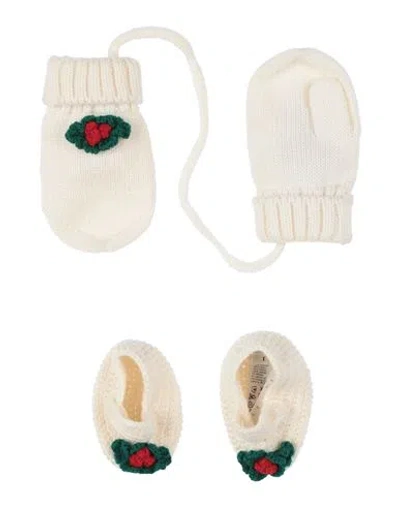 Dolce & Gabbana Newborn Girl Baby Accessories Set Ivory Size 3 Virgin Wool In White