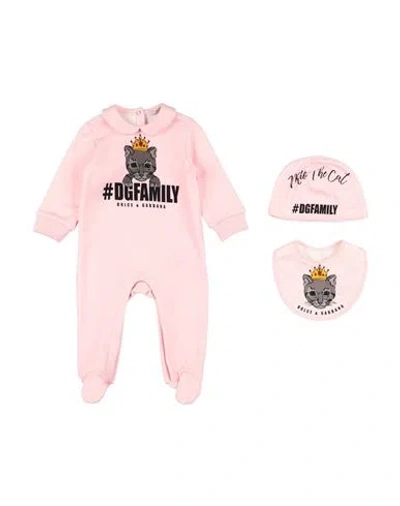 Dolce & Gabbana Newborn Girl Baby Accessories Set Pink Size 3 Cotton, Elastane