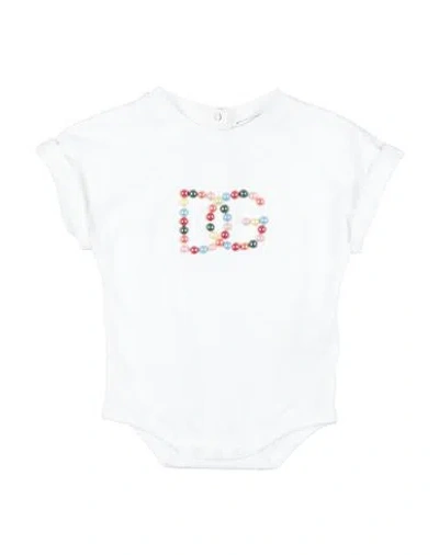 Dolce & Gabbana Newborn Girl Baby Bodysuit White Size 3 Cotton, Aluminum