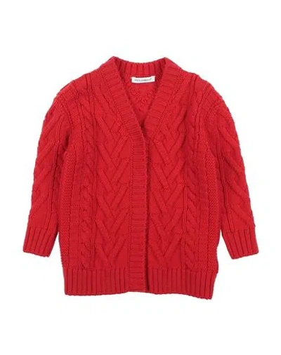 Dolce & Gabbana Babies'  Newborn Girl Cardigan Red Size 3 Virgin Wool, Viscose