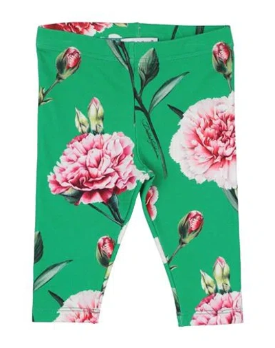 Dolce & Gabbana Babies'  Newborn Girl Leggings Green Size 3 Cotton, Elastane