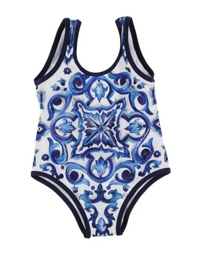 Dolce & Gabbana Babies'  Newborn Girl One-piece Swimsuit Blue Size 3 Polyamide, Nylon In Multi