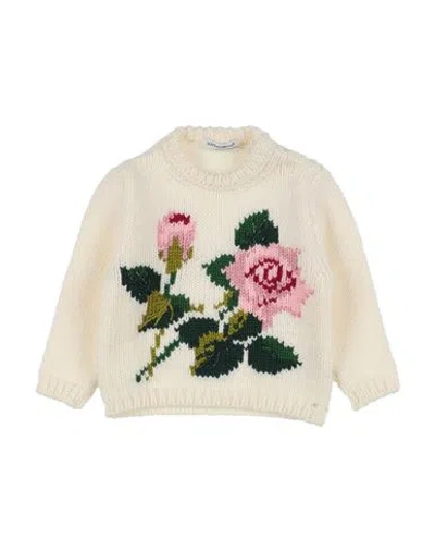 Dolce & Gabbana Babies'  Newborn Girl Sweater Cream Size 3 Wool, Polyester, Viscose In White