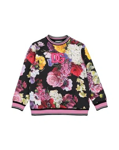 Dolce & Gabbana Babies'  Newborn Girl Sweatshirt Black Size 3 Cotton, Polyester, Viscose, Elastane In Multi