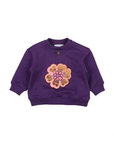Dolce & Gabbana Babies'  Newborn Girl Sweatshirt Plum Size 3 Cotton, Elastane, Polyester, Metallic Polyester, In Purple