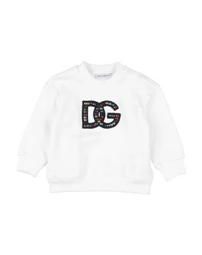 Dolce & Gabbana Babies'  Newborn Girl Sweatshirt White Size 3 Cotton, Elastane, Polyester, Aluminum