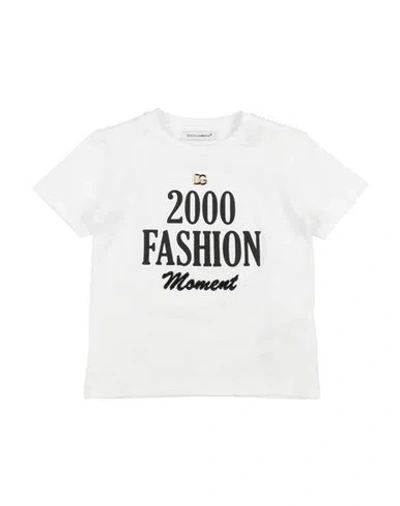 Dolce & Gabbana Babies'  Newborn Girl T-shirt White Size 3 Cotton, Bronze, Viscose