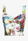 Dolce & Gabbana White Polka Silk Corset Bustier Top In Multicolor