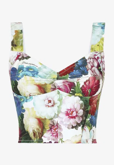 DOLCE & GABBANA NOCTURNAL FLOWER PRINT CORSET TOP