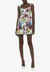 Dolce & Gabbana Sicilian Patchwork Mini Flared Dress In Multicolor