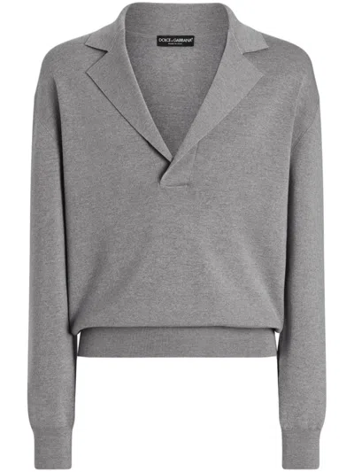 Dolce & Gabbana Notch-collar Jumper In Grey