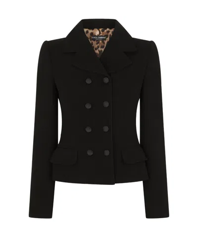 Dolce & Gabbana Notched-collar Double-breasted Blazer In Black