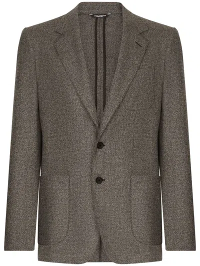 Dolce & Gabbana Notched Lapel Single-breasted Jacket In Grey