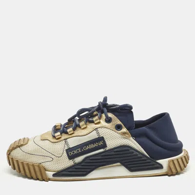 Pre-owned Dolce & Gabbana Ns1 Size 44 Multicolor Leather Mesh And Nylon Lace Up Sneakers