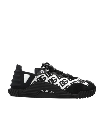 Dolce & Gabbana Men's Calfskin Nappa Portofino Sneakers With Dg Logo Print In Multi