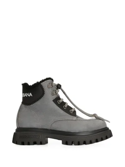 Dolce & Gabbana Kids' Nubuck Boots In Gray