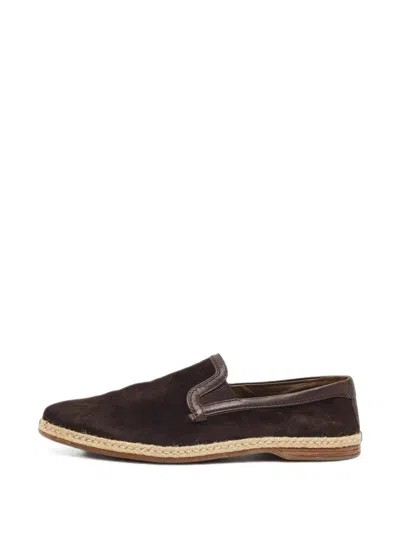 Pre-owned Dolce & Gabbana Nubuck Leather Loafers In Brown