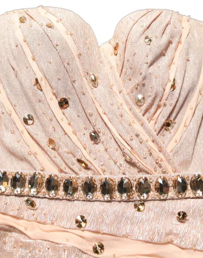 Dolce & Gabbana Nude Embellished Strapless Evening Gown Dress In Neutral