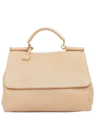 Pre-owned Dolce & Gabbana Nude Grained Leather Miss Sicily Satchel (authentic Pre-loved)