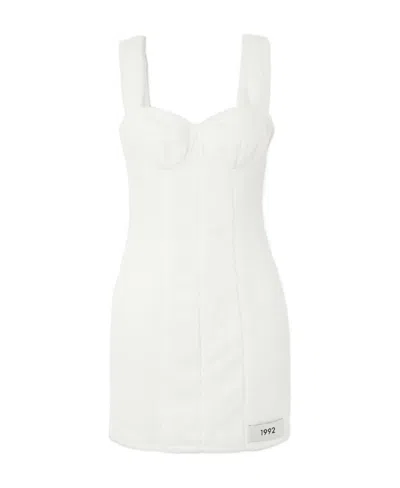 Dolce & Gabbana Number-patch Cotton Mini Dress In White