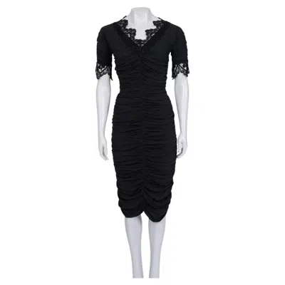 Pre-owned Dolce & Gabbana Nwot  Black Draped Lace Dress - Size S