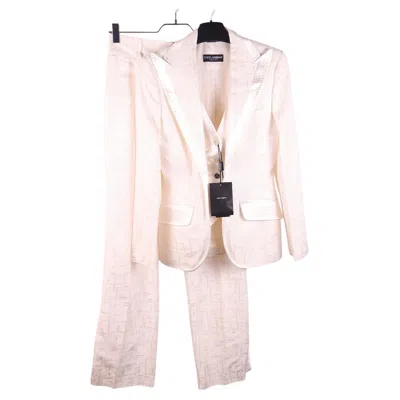 Pre-owned Dolce & Gabbana Nwt  Silk Suit In Sand