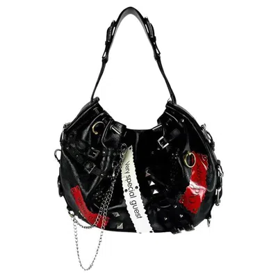 Pre-owned Dolce & Gabbana Nwt S/s 2003  Studded Leather Punk Chain Large Tote Shoulder Bag In Black