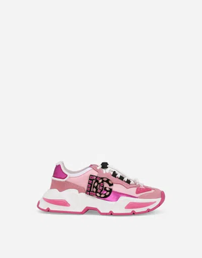 Dolce & Gabbana Nylon Airmaster Sneakers With Dg Logo In Pink