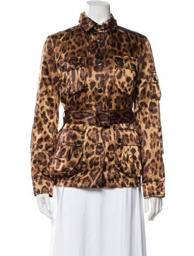 Pre-owned Dolce & Gabbana Nylon Animal Print Faux Fur Jacket In Neutral