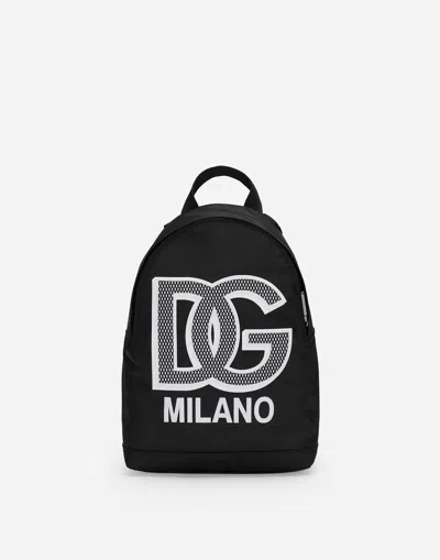 Dolce & Gabbana Kids' Logo-patch Gabardine-weave Backpack In ブラック